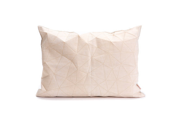 Beige Geometric Designer Triangels Printed Throw Pillow Cover, Design, Mikabarr, Art Urbane