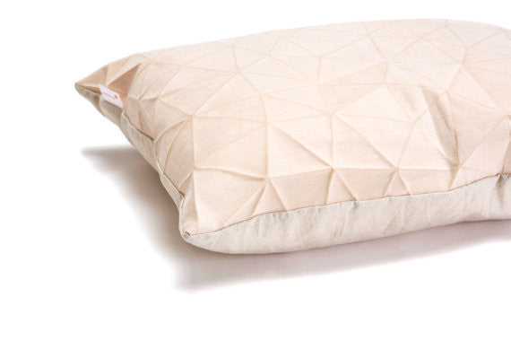 Beige Geometric Designer Triangels Printed Throw Pillow Cover, Design, Mikabarr, Art Urbane