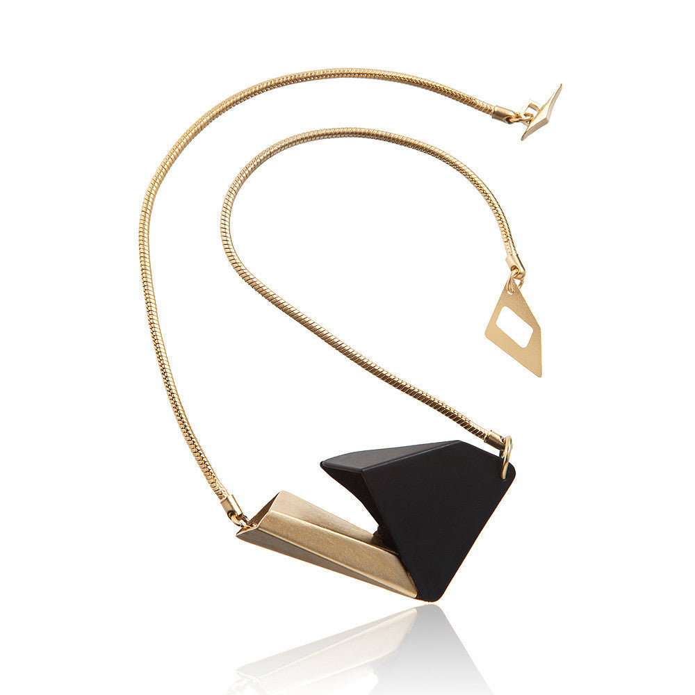 Gold and Black Triangle Necklace, Jewelry, Art Urbane, Art Urbane