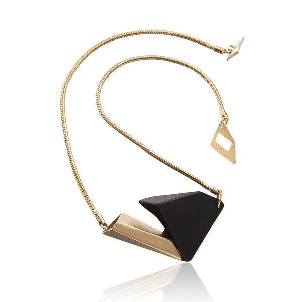 Gold and Black Triangle Necklace, Jewelry, Art Urbane, Art Urbane