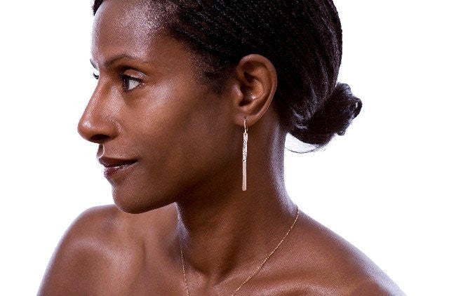 DUOLINE EARRINGS IN STERLING SILVER AND ROSE GOLD, Jewelry, Vanessa Gade, Art Urbane