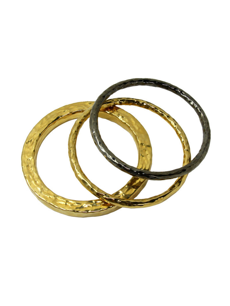 Square Gold Hammered Bangle, Jewelry, Si.Si, Art Urbane