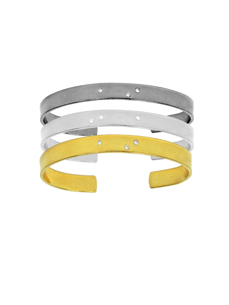 Silver Cuff With 3 Diamonds, Jewelry, Si.Si, Art Urbane