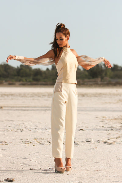 Geometric White Pant, Fashion, Melina Vou, Art Urbane