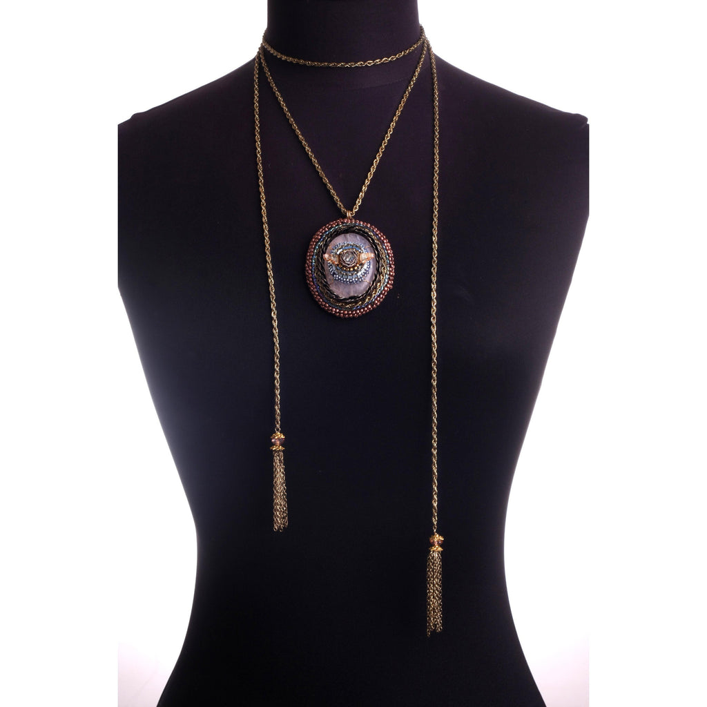 Naiad Handmade Lariat Necklace with Quartz and Crystals, Jewelry, MerriaMBatara, Art Urbane