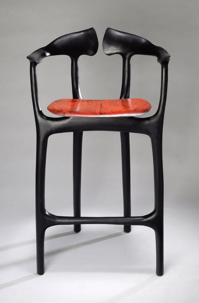 Swallowtail Ebonized Walnut Stool, Design, Brian Fireman Design, Art Urbane