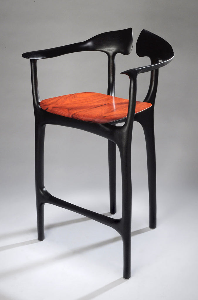 Swallowtail Ebonized Walnut Stool, Design, Brian Fireman Design, Art Urbane