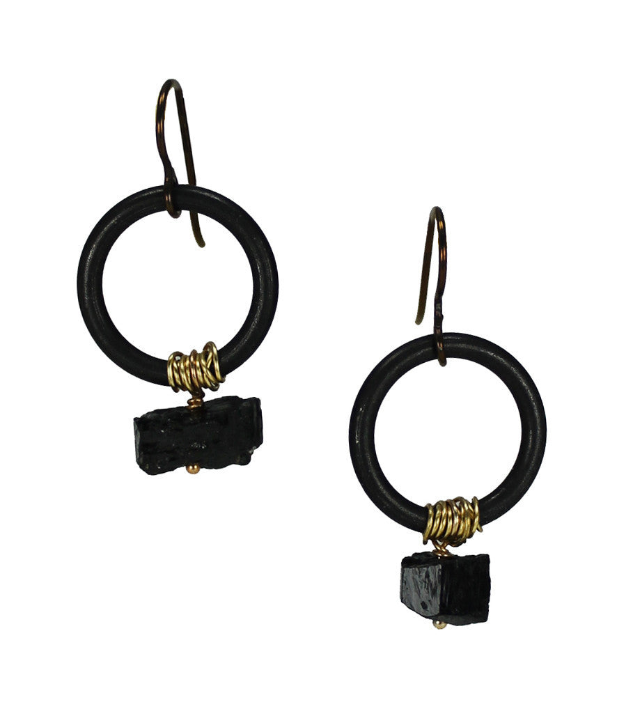 Chiaroscuro tourmaline & steel earrings, Jewelry, Ten2Midnight Studios, Art Urbane