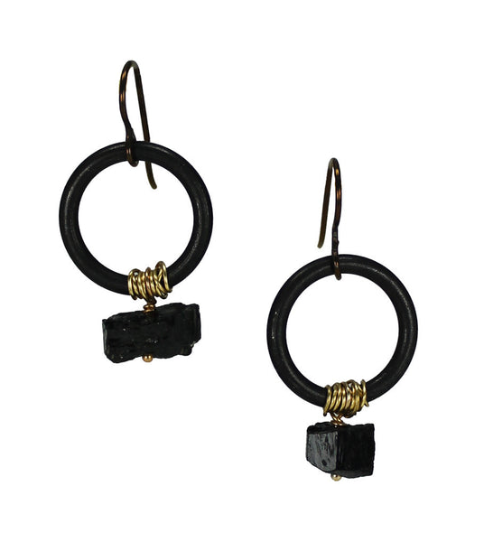 Chiaroscuro tourmaline & steel earrings, Jewelry, Ten2Midnight Studios, Art Urbane