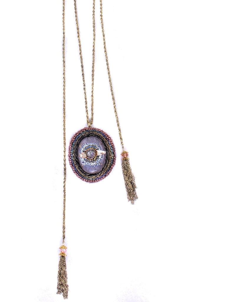 Naiad Handmade Lariat Necklace with Quartz and Crystals, Jewelry, MerriaMBatara, Art Urbane