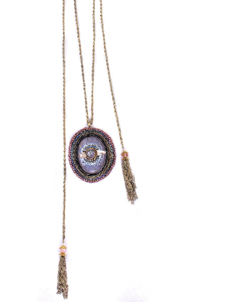 Naiad Handmade Lariat Necklace with Quartz and Crystals, Jewelry, MerriaMBatara, Art Urbane