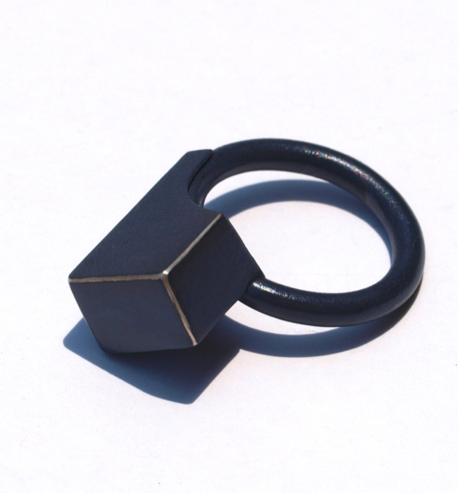 Silver and Sulfuric Acid Block Ring, Jewelry, Art Urbane, Art Urbane