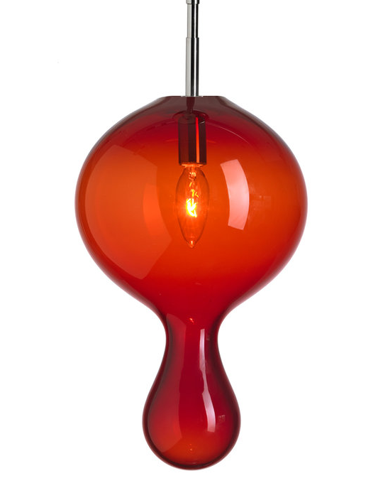 Scarlet Red Globule Pendant, Handblown Glass, Design, Moshe Bursuker, Art Urbane