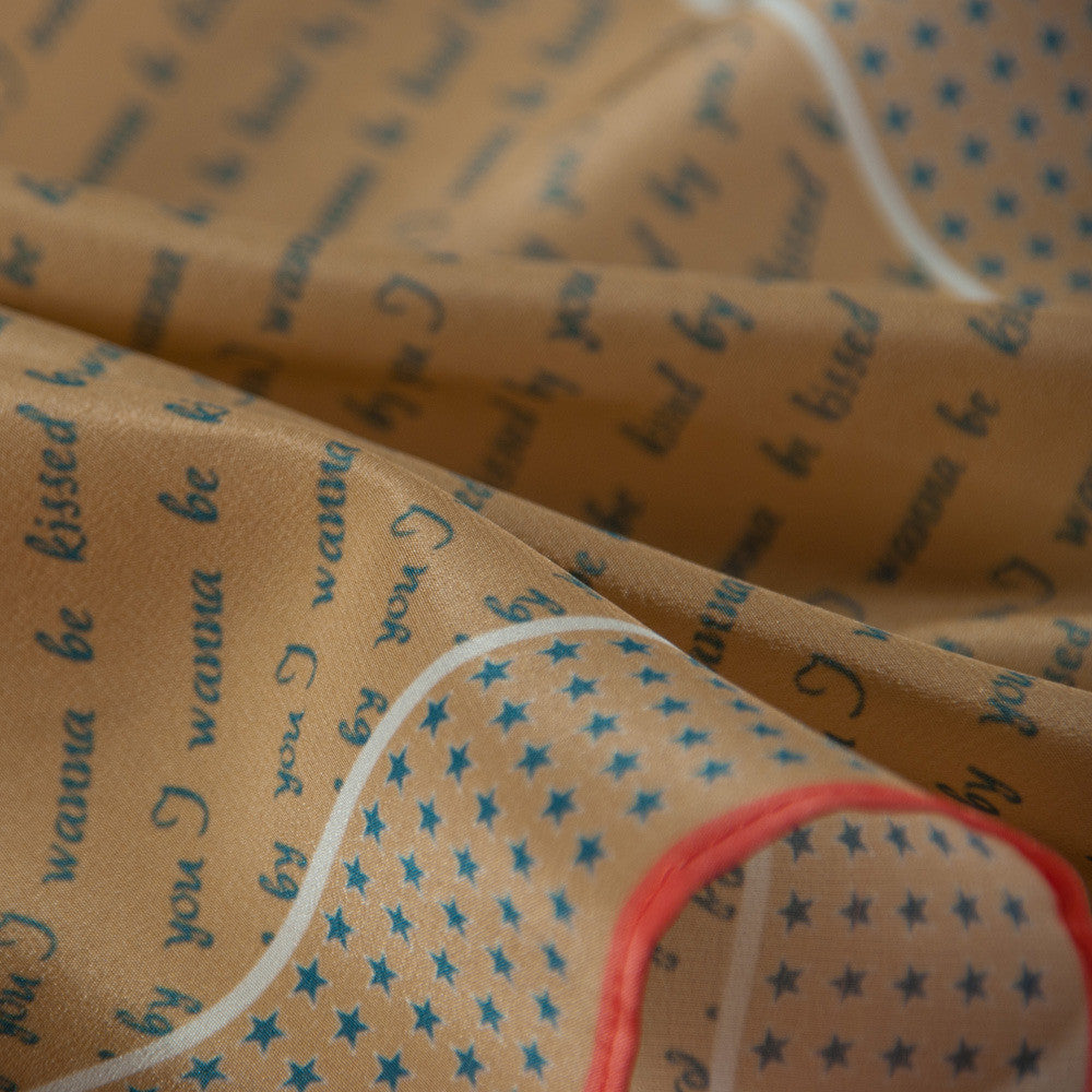 Silk Neck Scarf, "I wanna be kissed by you", honey gold, Fashion, Zafran, Art Urbane