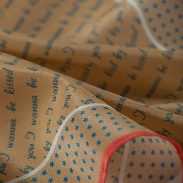 Silk Neck Scarf, "I wanna be kissed by you", honey gold, Fashion, Zafran, Art Urbane