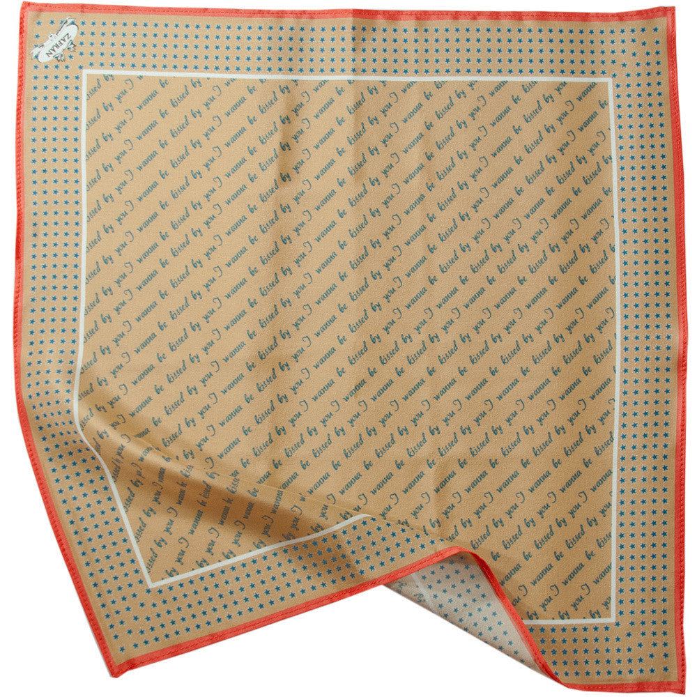 Silk Neck Scarf, "I wanna be kissed by you", honey gold, Fashion, Zafran, Art Urbane