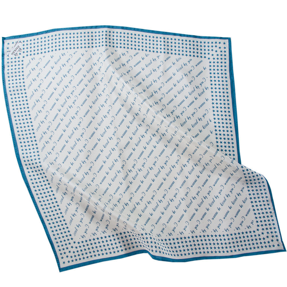 Silk Neck Scarf, "I wanna be kissed by you", Petrol, Fashion, Zafran, Art Urbane