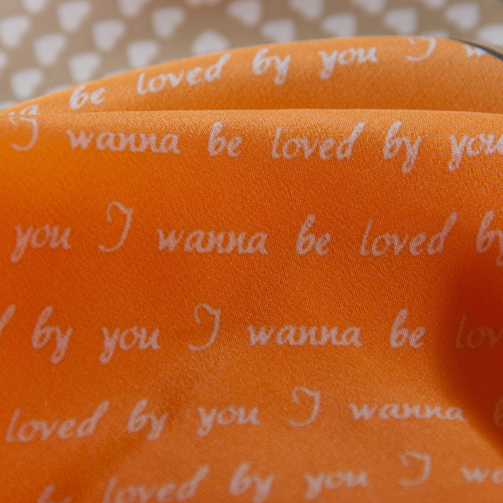 Silk Neck Scarf "I wanna be loved by you", Orange, Fashion, Zafran, Art Urbane