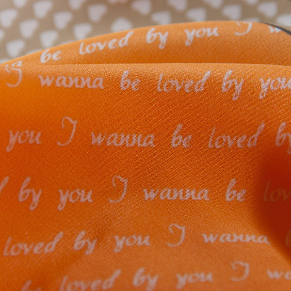 Silk Neck Scarf "I wanna be loved by you", Orange, Fashion, Zafran, Art Urbane
