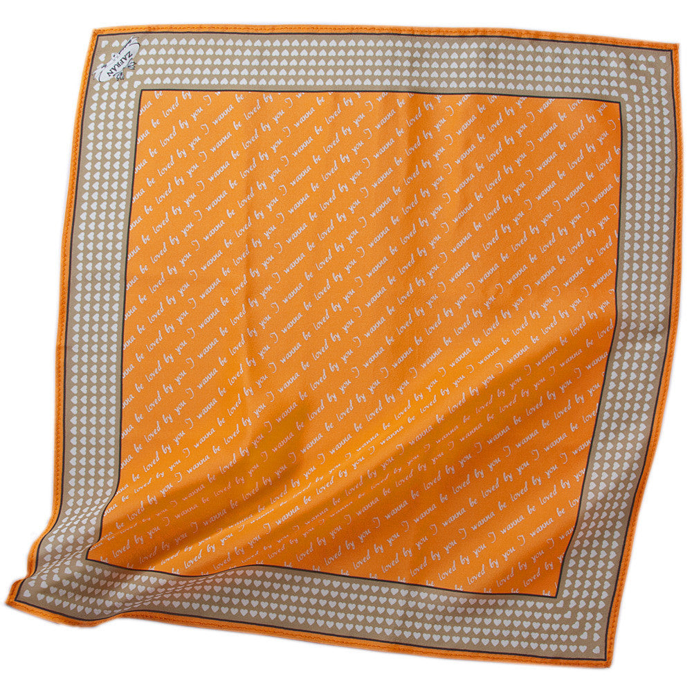 Silk Neck Scarf "I wanna be loved by you", Orange, Fashion, Zafran, Art Urbane
