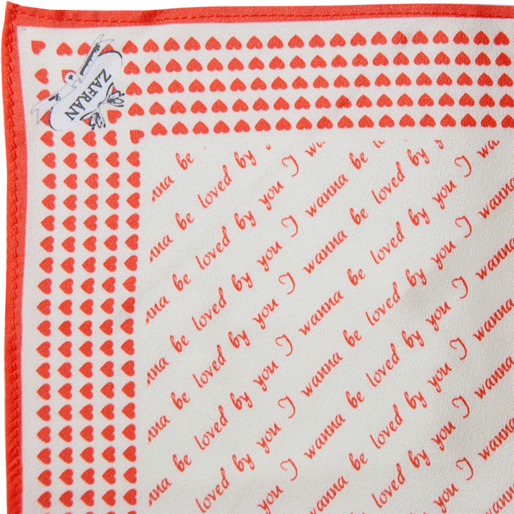 Silk Neck Scarf "I wanna be loved by you", Poppy Red, Fashion, Zafran, Art Urbane