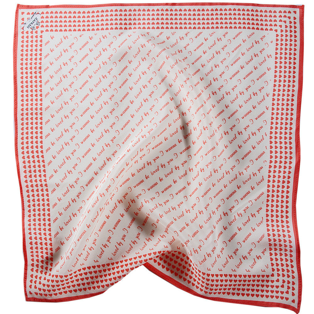 Silk Neck Scarf "I wanna be loved by you", Poppy Red, Fashion, Zafran, Art Urbane