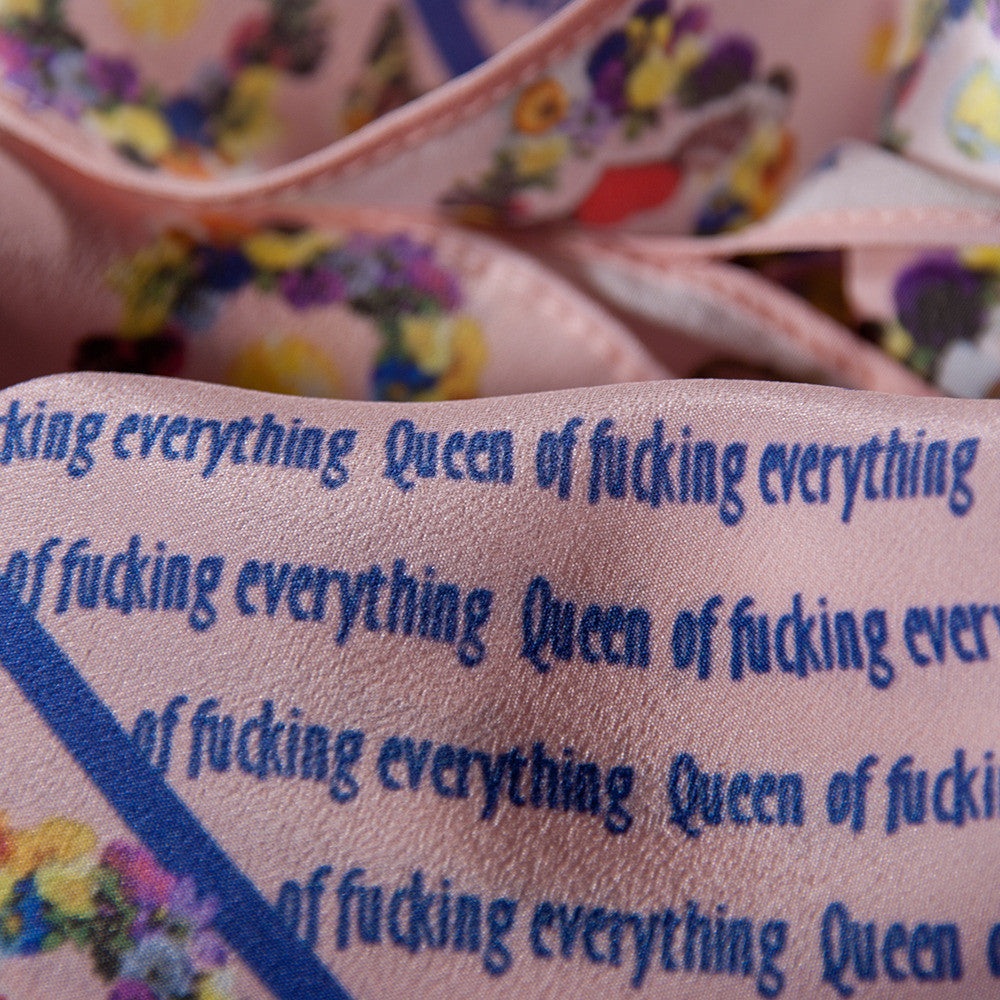 Silk Neck Scarf "Queen Of Fucking Everything", Fashion, Zafran, Art Urbane