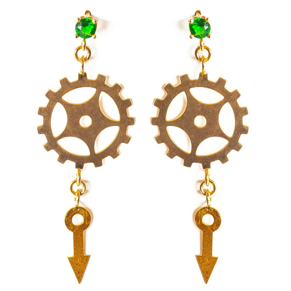 Delicate Dangle Clock Parts Earrings In Gold, Jewelry, Hila Binyamin, Art Urbane