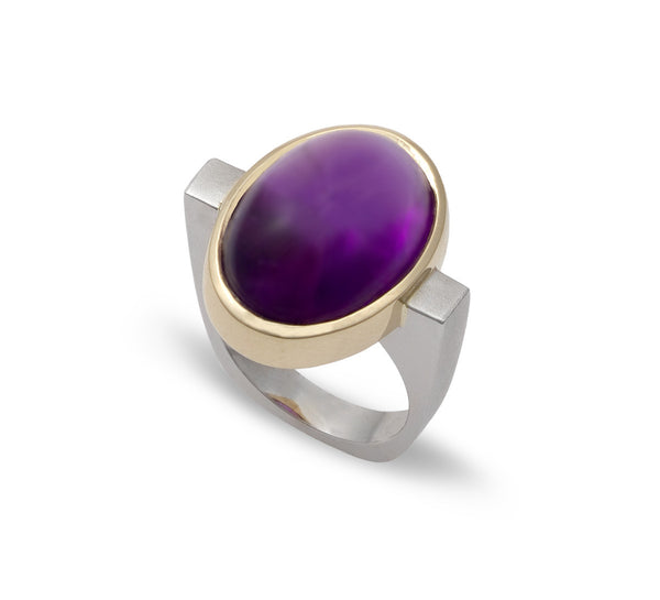 Oval Amethyst Bezel Ring, Jewelry, Claudia Endler, Art Urbane