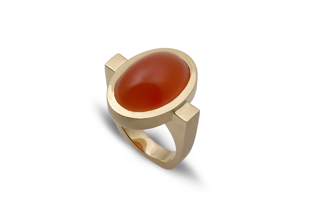 Oval Carnelian Bezel Ring, Jewelry, Claudia Endler, Art Urbane