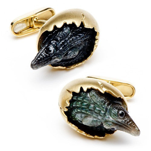 Carved Jade Baby Dinosaur Cufflinks, Fashion, Jacob & Co., Art Urbane