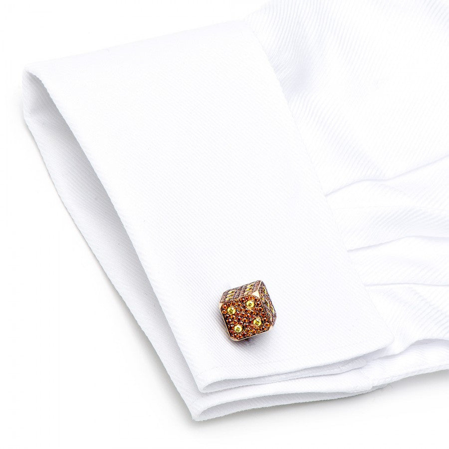 Cognac & Canary Diamond Dice Cufflinks, Fashion, Jacob & Co., Art Urbane