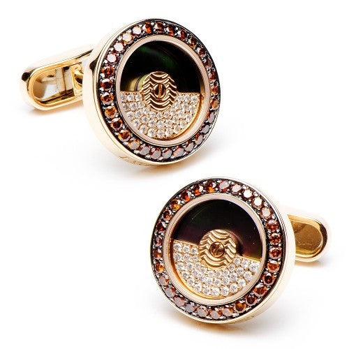 Cognac Diamond Moving Rotor Cufflinks, Fashion, Jacob & Co., Art Urbane