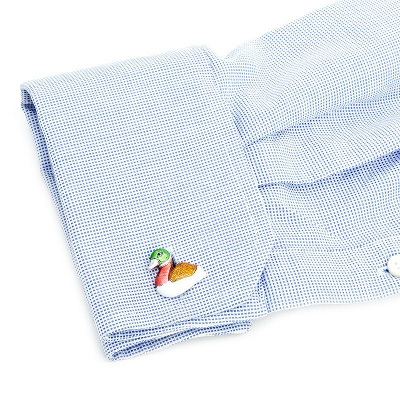 Handcrafted Italian Mallard Duck Cufflinks, Fashion, Antora, Art Urbane
