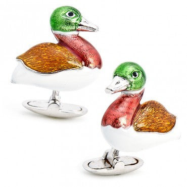 Handcrafted Italian Mallard Duck Cufflinks, Fashion, Antora, Art Urbane
