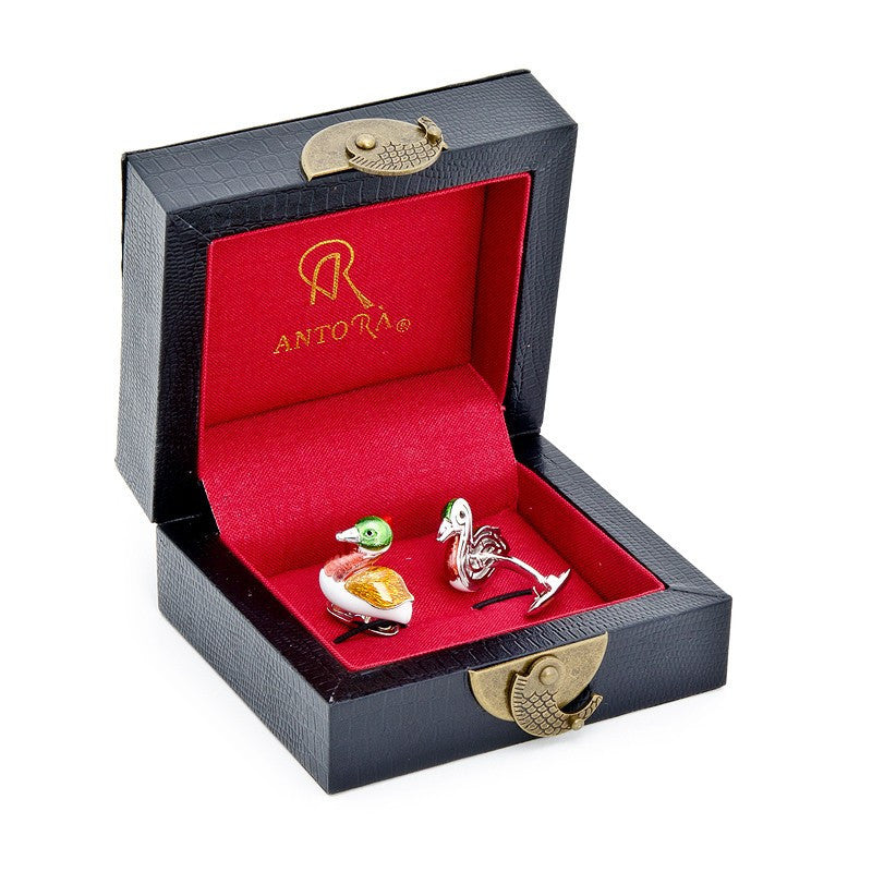 Handcrafted Italian Mallard Duck Cufflinks, Fashion, Antora, Art Urbane