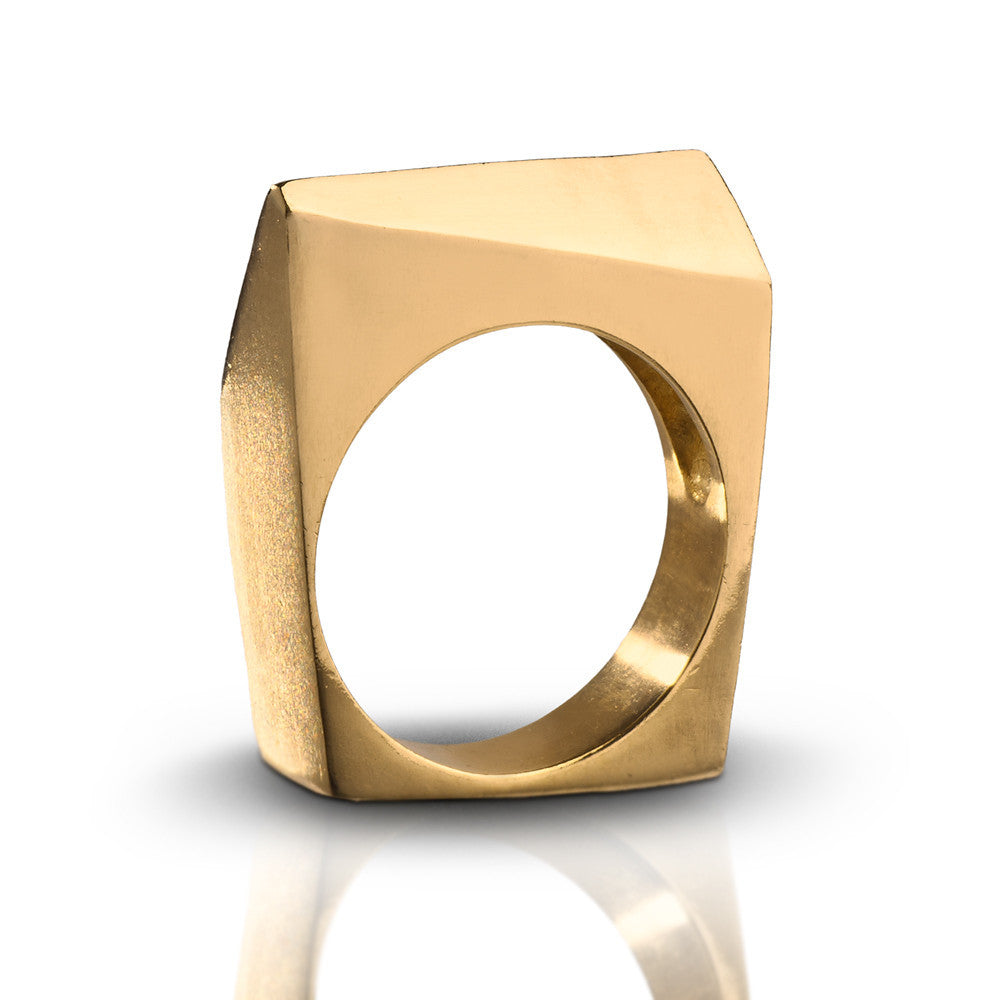 Diagonal Line, Gold Plated Geometric Ring, Jewelry, Art Urbane, Art Urbane