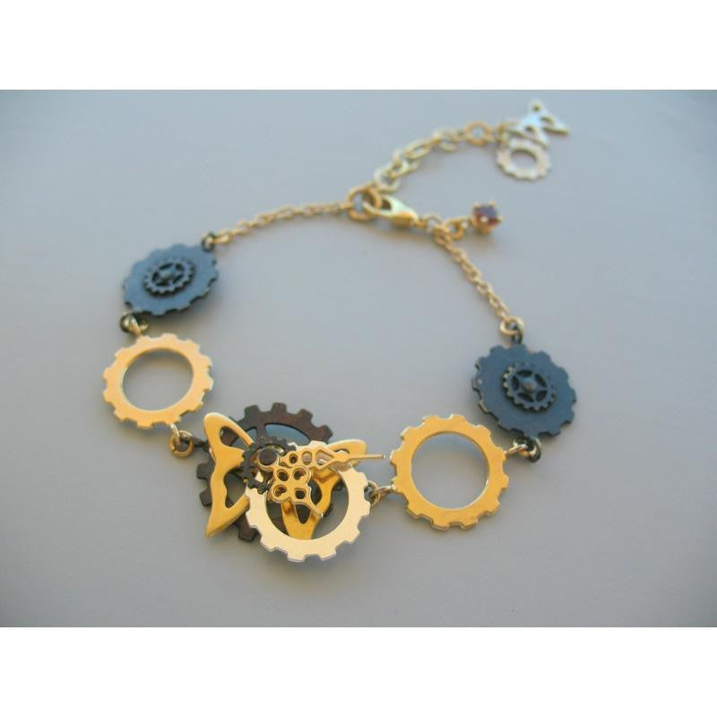 Timeless Clock Bracelet In Gold, Black And Silver, Jewelry, Hila Binyamin, Art Urbane