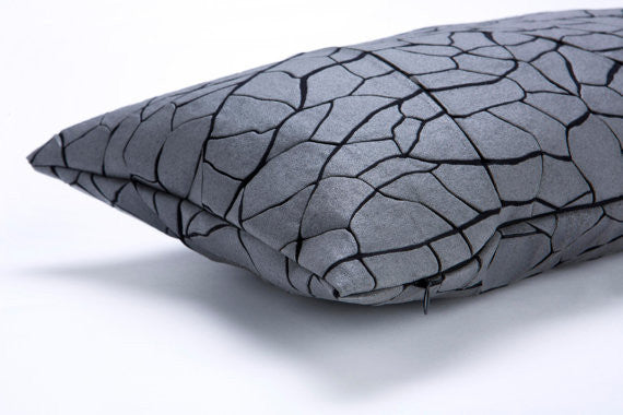 Grey Vein Throw Rectangle Pillow, Design, Mikabarr, Art Urbane