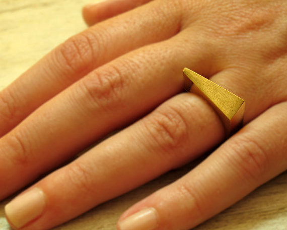 Diagonal Line, Gold Plated Geometric Ring, Jewelry, Art Urbane, Art Urbane