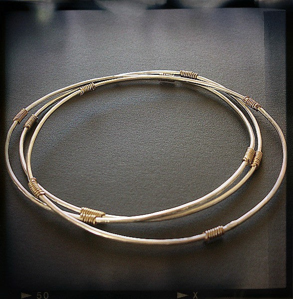 Hammered Silver & Gold Fill Bangle, Jewelry, Joanna Morgan Designs, Art Urbane