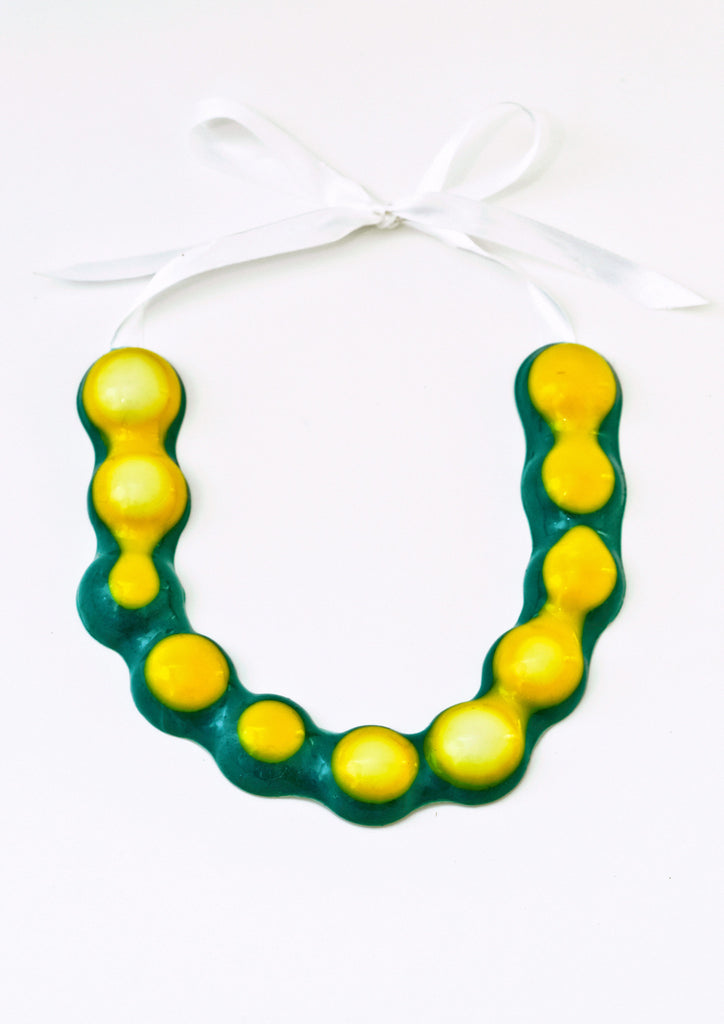 Curvature Necklace, green and white, Jewelry, Lital Mendel, Art Urbane