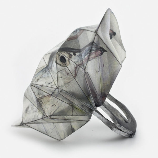 Fold Ring, grey bird, Jewelry, Lital Mendel, Art Urbane