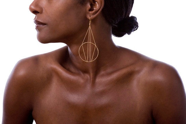 Suspension Earrings in Yellow Gold Vermeil, Jewelry, Vanessa Gade, Art Urbane