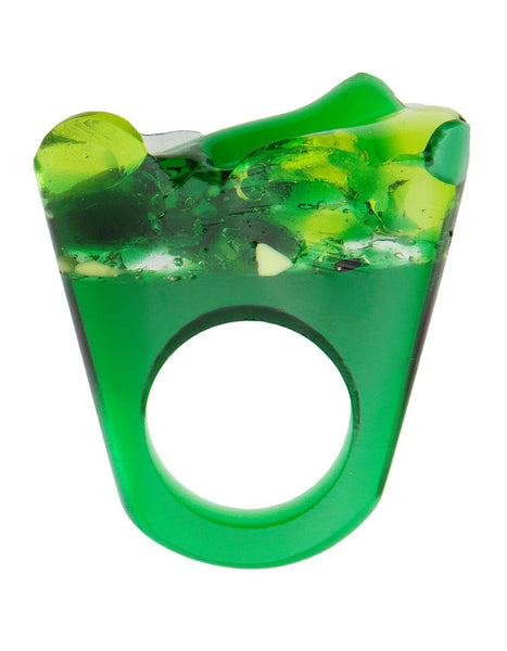 Murano Glass Ring, Lime Green, Jewelry, Pasionae, Art Urbane