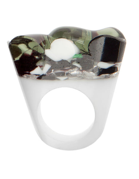 Murano Glass Ring, White Cholera, Jewelry, Pasionae, Art Urbane