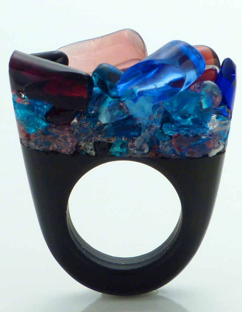 Murano Glass Ring, Blu Night, Jewelry, Pasionae, Art Urbane