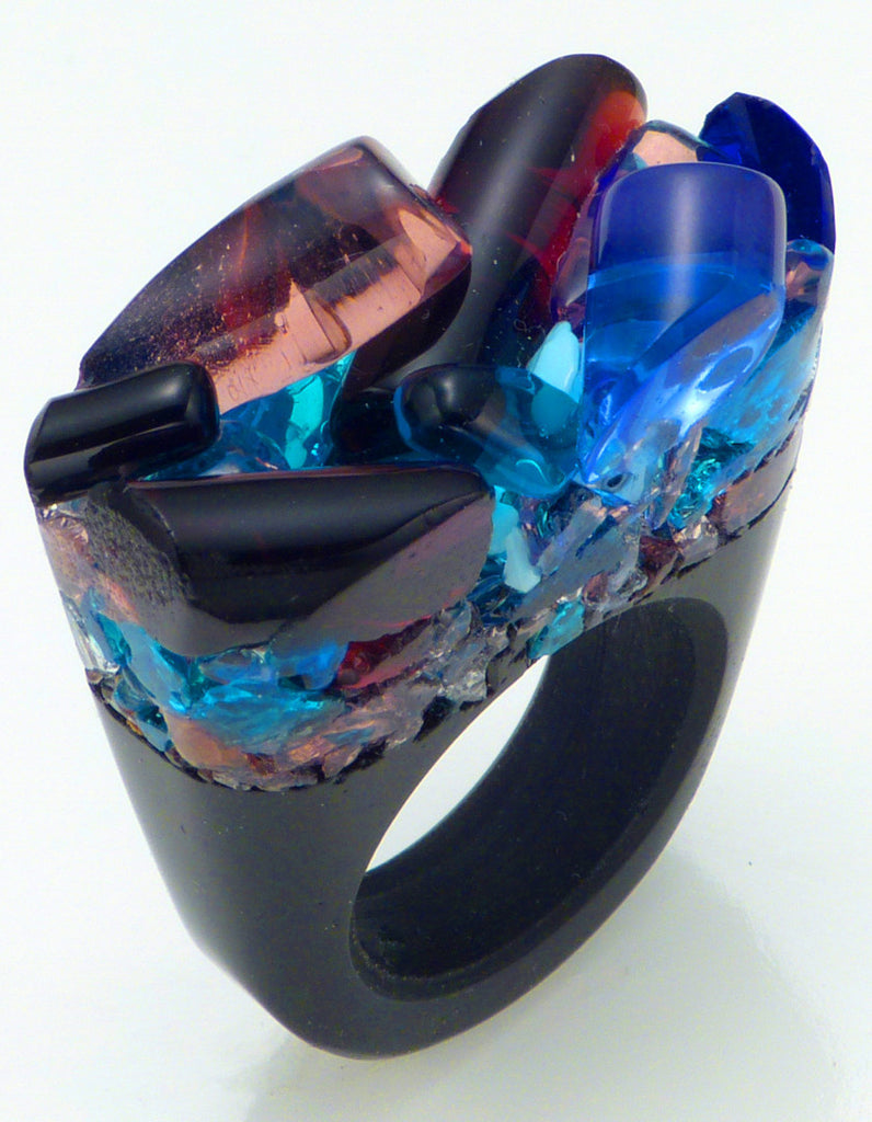 Murano Glass Ring, Blu Night, Jewelry, Pasionae, Art Urbane