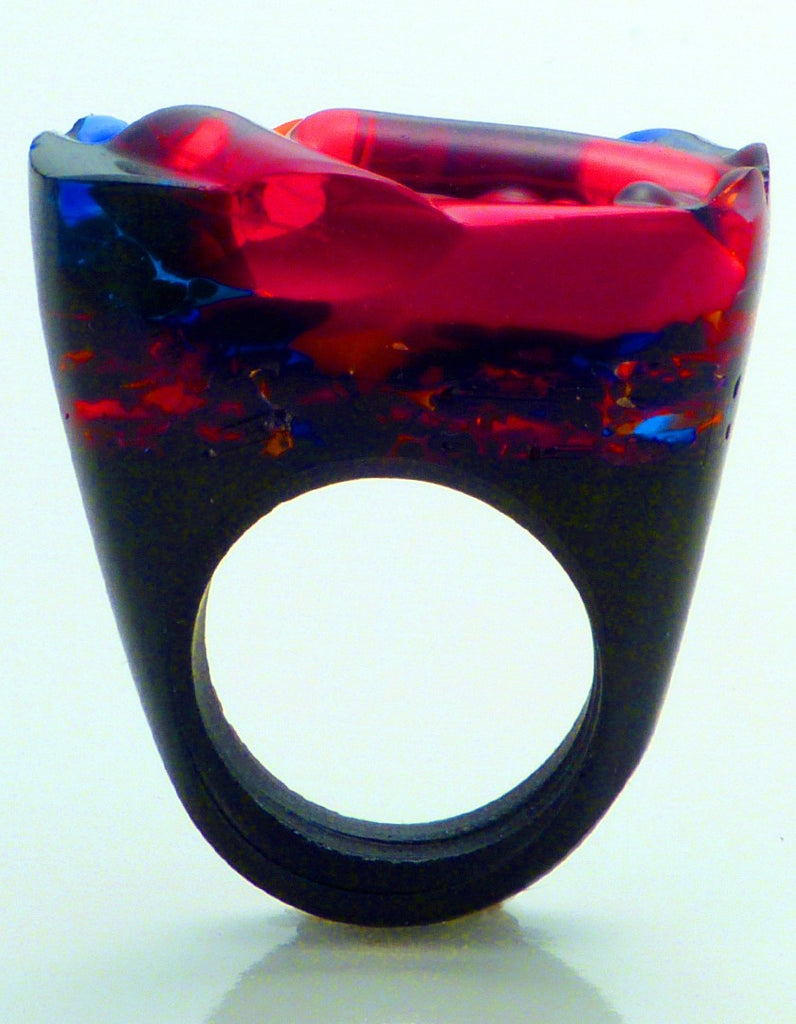 Murano Glass Ring, Ruby Night, Jewelry, Pasionae, Art Urbane