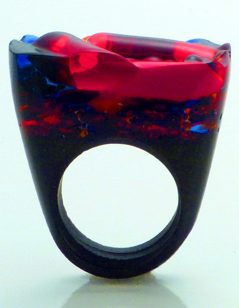 Murano Glass Ring, Ruby Night, Jewelry, Pasionae, Art Urbane